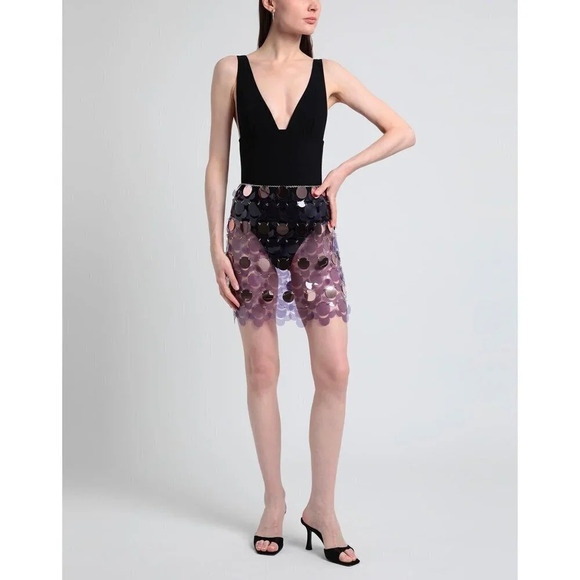 PACO RABANNE Sequin Mini Skirt in Lila 36 3 4 New Rero Disco Beaded - Picture 15 of 16